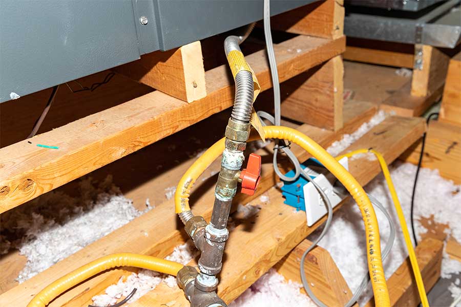 Gas line replacement completed with updated piping connections in Torrance, CA.