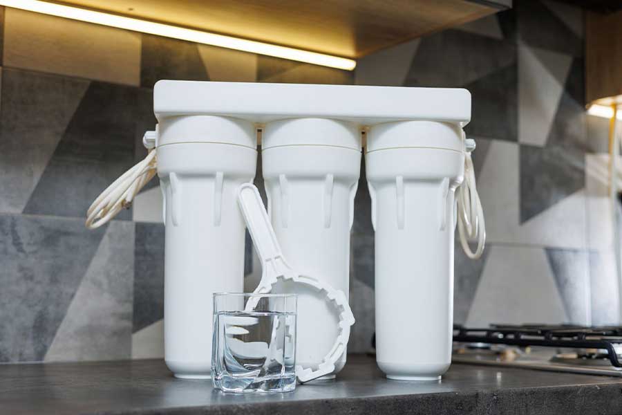 Water filtration system set up on a kitchen counter in Torrance CA